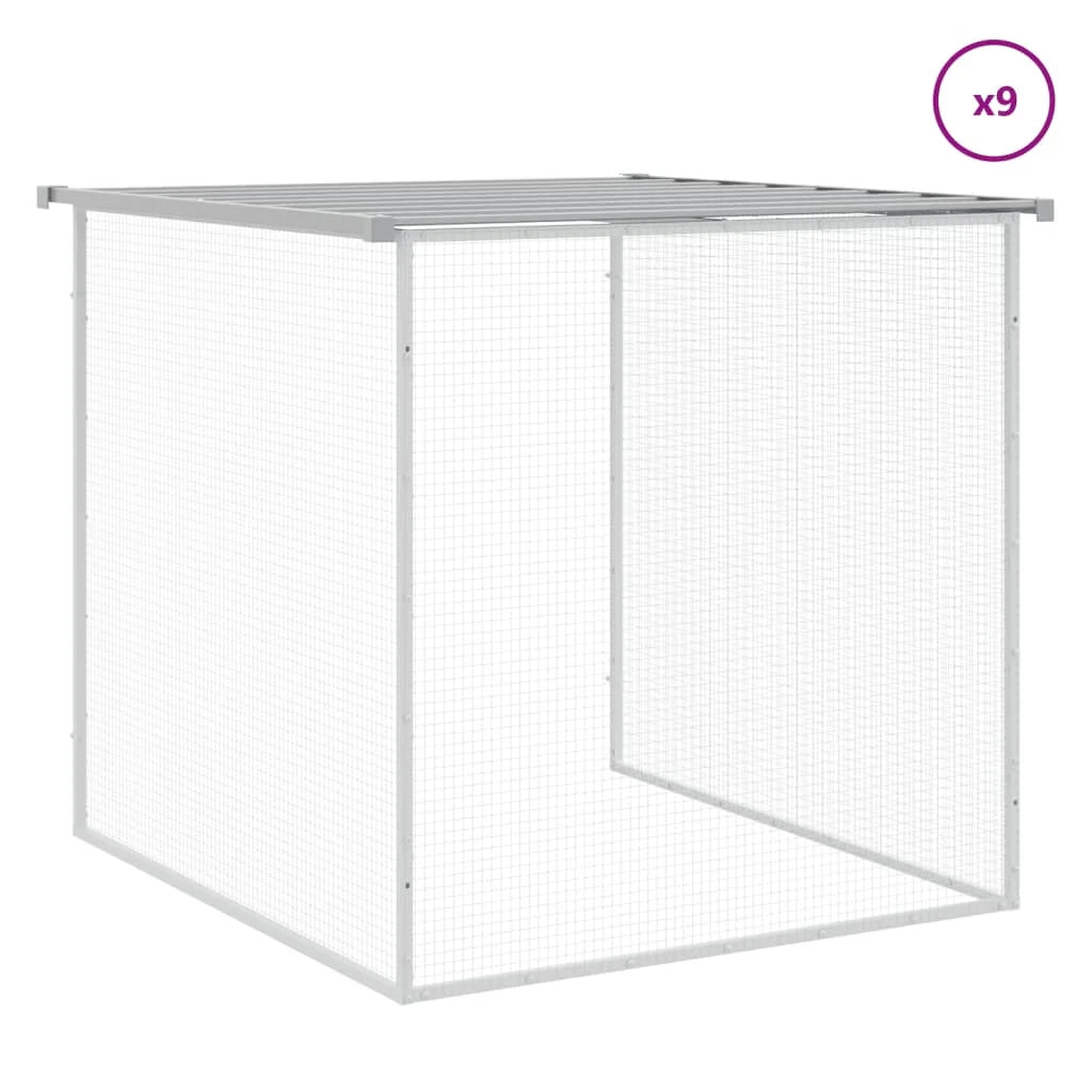 Recinto per pollaio con tetto leggero 1003 x 98 x 90 cm in acciaio zincato grigio 02_0043979