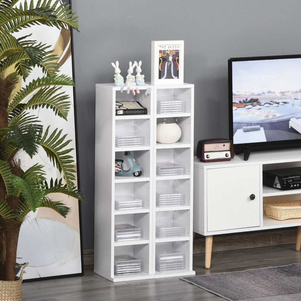 Libreria per CD DVD con 12 Scomparti Aggiustabile ¨C Zephmum ¨C Bianco 88x22x21 cm