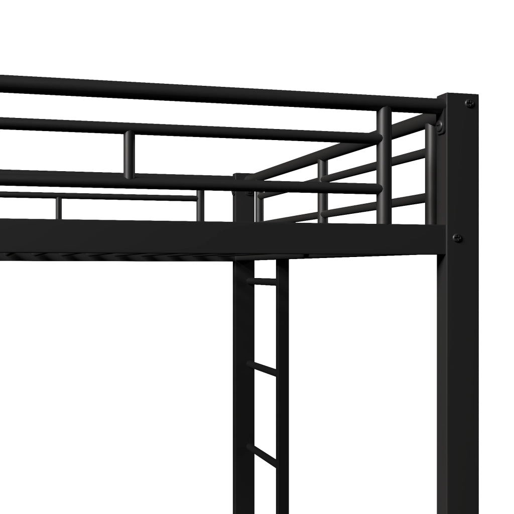 Letto a castello 140 × 200 cm con letto estraibile e sponde alte in metallo nero