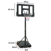 CANESTRO DA BASKET Regolabile 198,12-304,8 cm Nero con ruote