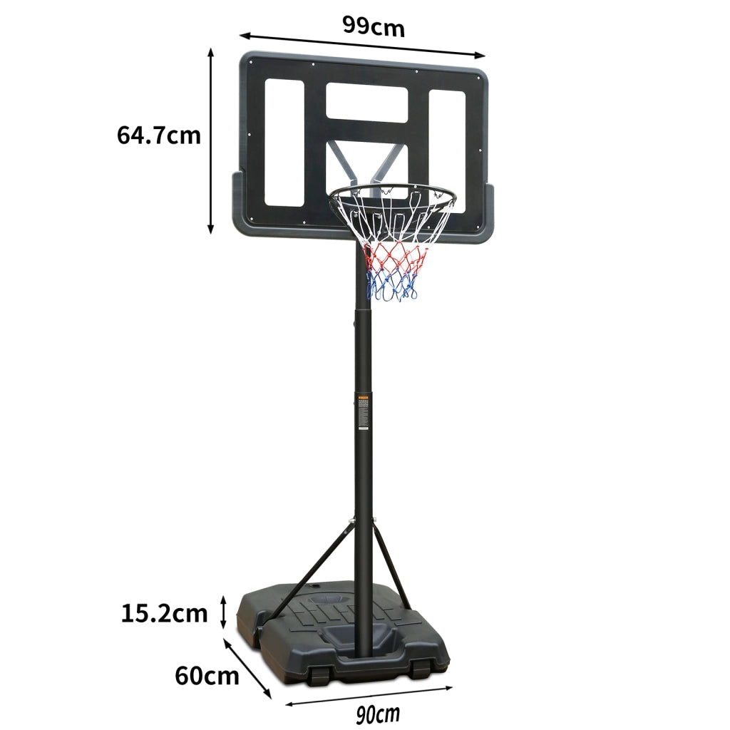 CANESTRO DA BASKET Regolabile 198,12-304,8 cm Nero con ruote