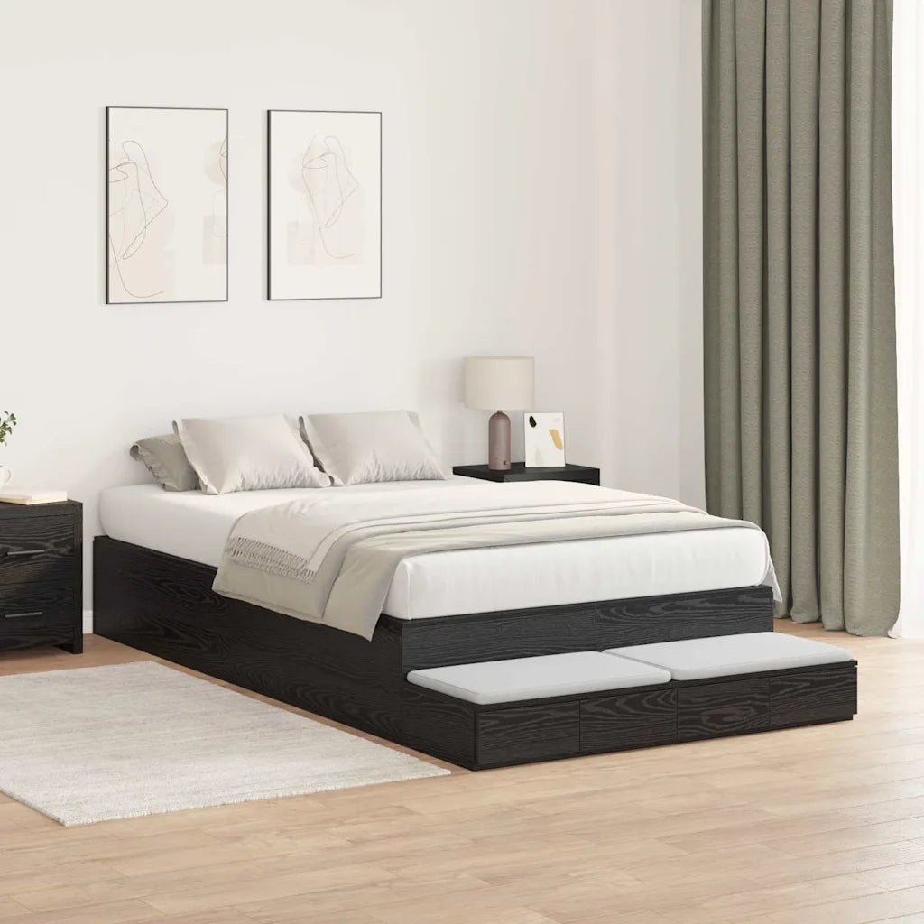 Struttura letto con contenitore con cassetto Rovere Nero 120 cm 3335686