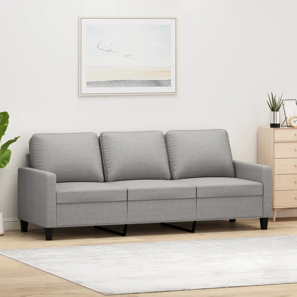 Divano a 3 Posti Grigio Chiaro 180 cm in Tessuto 348709