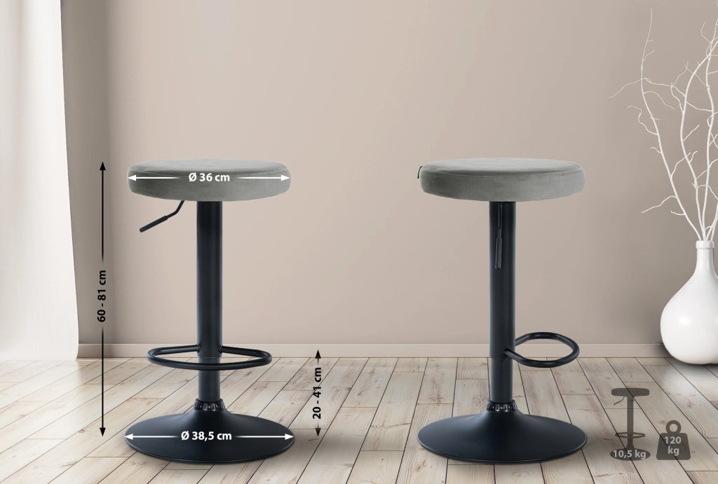 2er Set Barhocker Ponte Samt schwarz
