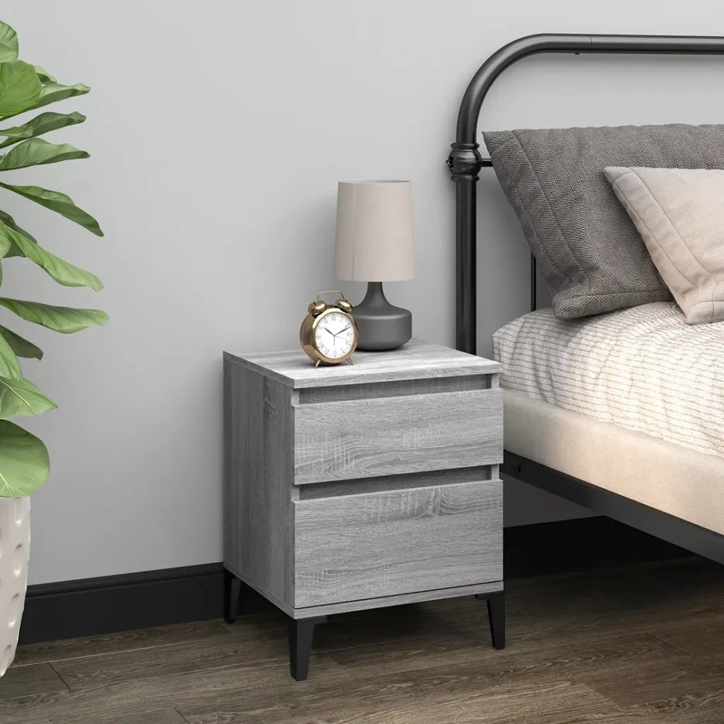 Comodino 2 pz Grigio Sonoma 40x35x50 cm cod mxl 33266
