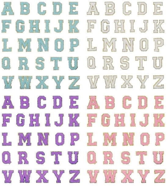 Lettere di Chenille 104 pezzi - Pannelli di tessuto autoadesivi - Applicazioni ricamate - Per abbigliamento/scarpette/borse - Colori accattivanti - Materiali di alta qualità - Pannelli di lettere