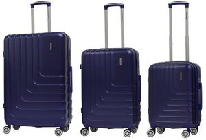 Set 3 Valigie Trolley Rigide in ABS 4 Ruote TSA Ravizzoni Titanio Blu