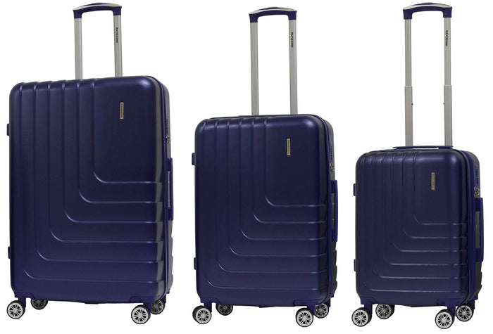 Set 3 Valigie Trolley Rigide in ABS 4 Ruote TSA Ravizzoni Titanio Blu