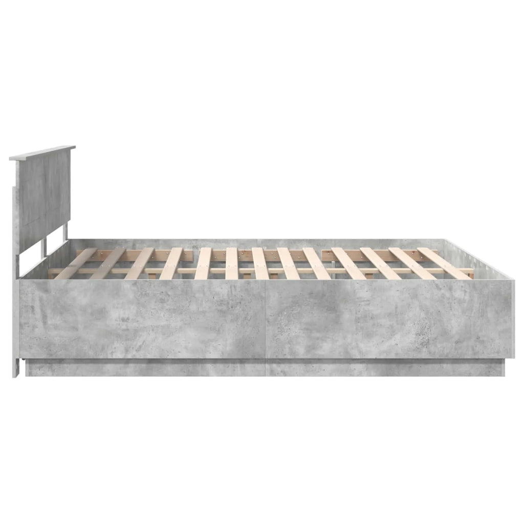 Struttura del letto con strisce LED Grigio cemento 200 x 200 cm
