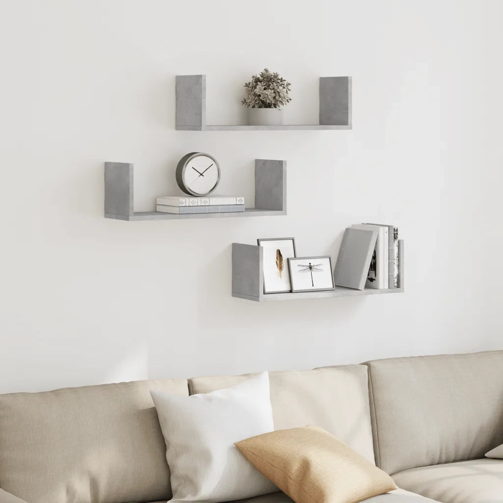 Mensole a Muro 2pz Grigio Cemento 58x18x18 cm in Truciolato 853284