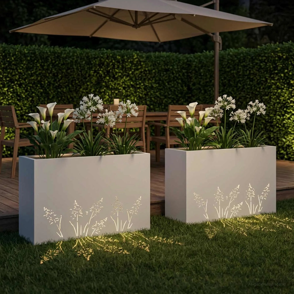 Vaso da giardino 2 pz Bianco 80 x 20 x 49 cm 8005823