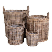 Set di 4 Cesti Portaoggetti Caor, Marrone, Rattan, 20x20x28 cm