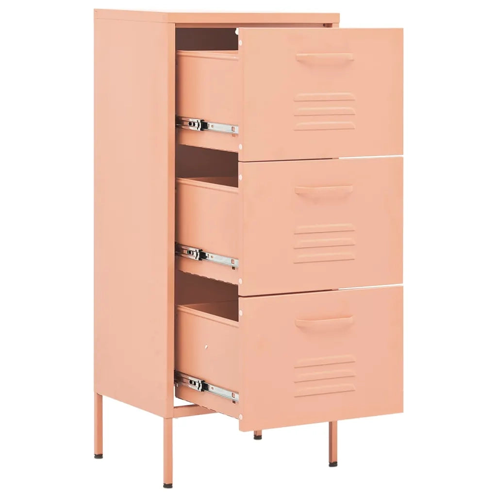 Mobile contenitore pratico altezza regolabile 42,5 x 35 x 101,5 cm in acciaio rosa 02_0046872
