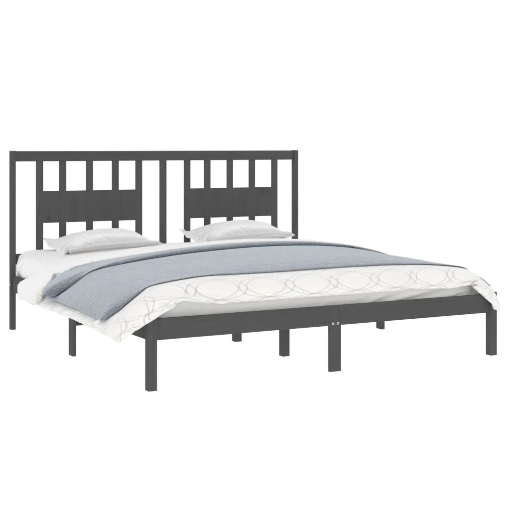 Giroletto-Struttura Letto Grigio in Legno Massello di Pino 200x200 cm 119521
