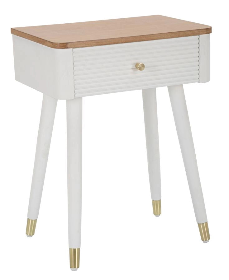Comodino Matera 45x62x32 cm in Legno MDF e Ferro Bianco/Marrone