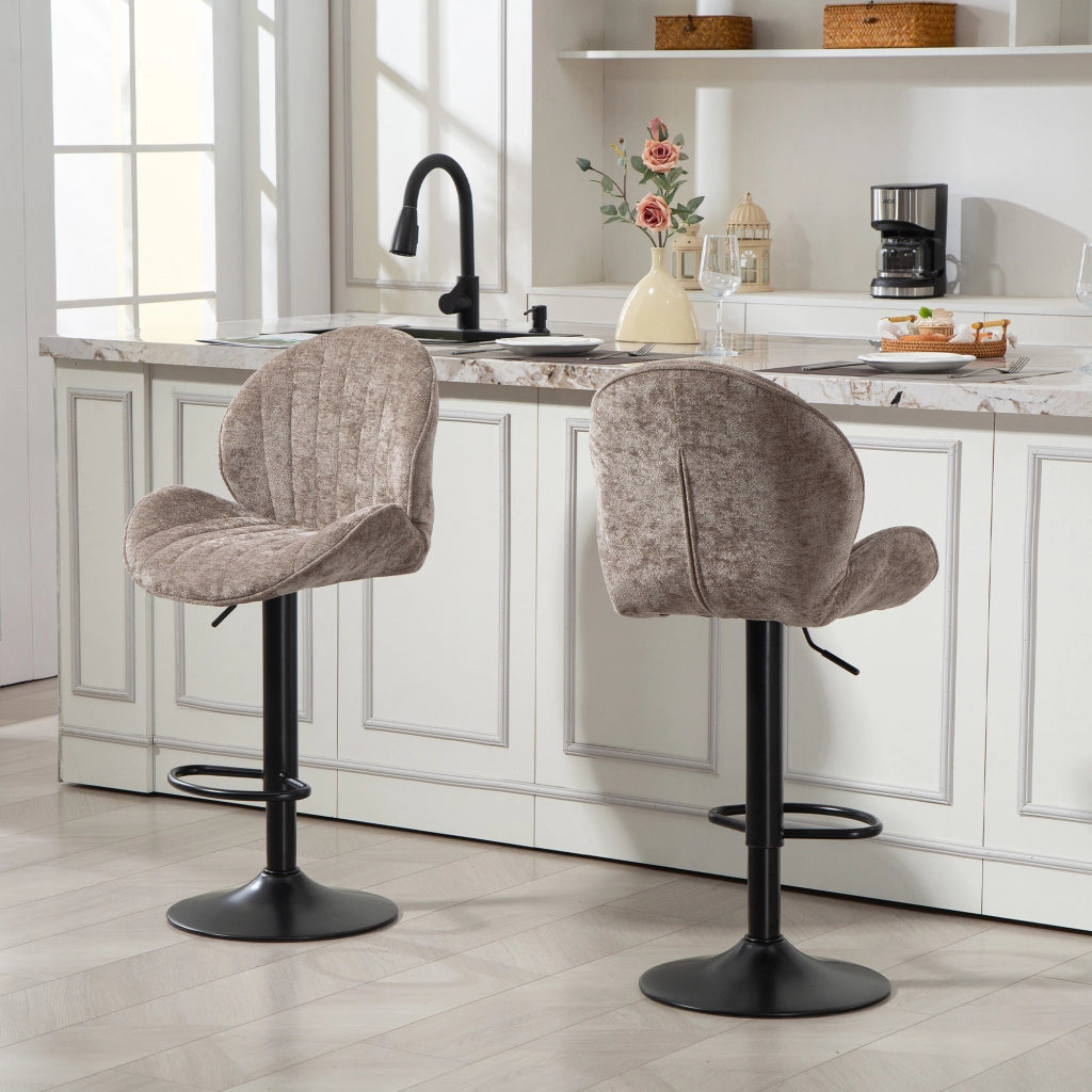 Sgabelli da bar ¨C zephmum ¨C Marrone, Struttura in metallo, Regolabile in altezza