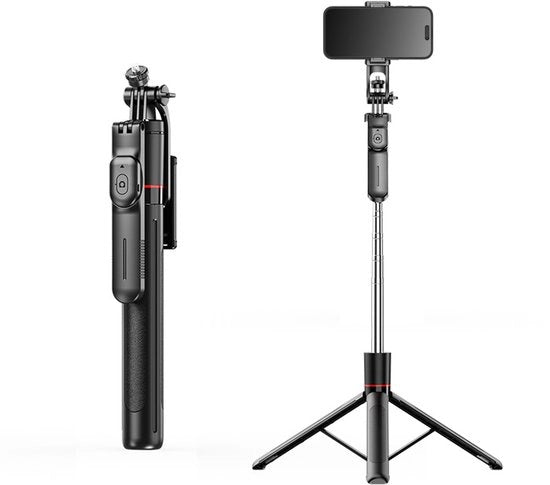 Stick selfie con stabilizzatore di immagine, estensibile, telecomando Bluetooth, stick selfie per foto e streaming in diretta, treppiede, supporto per smartphone, bastoncino selfie