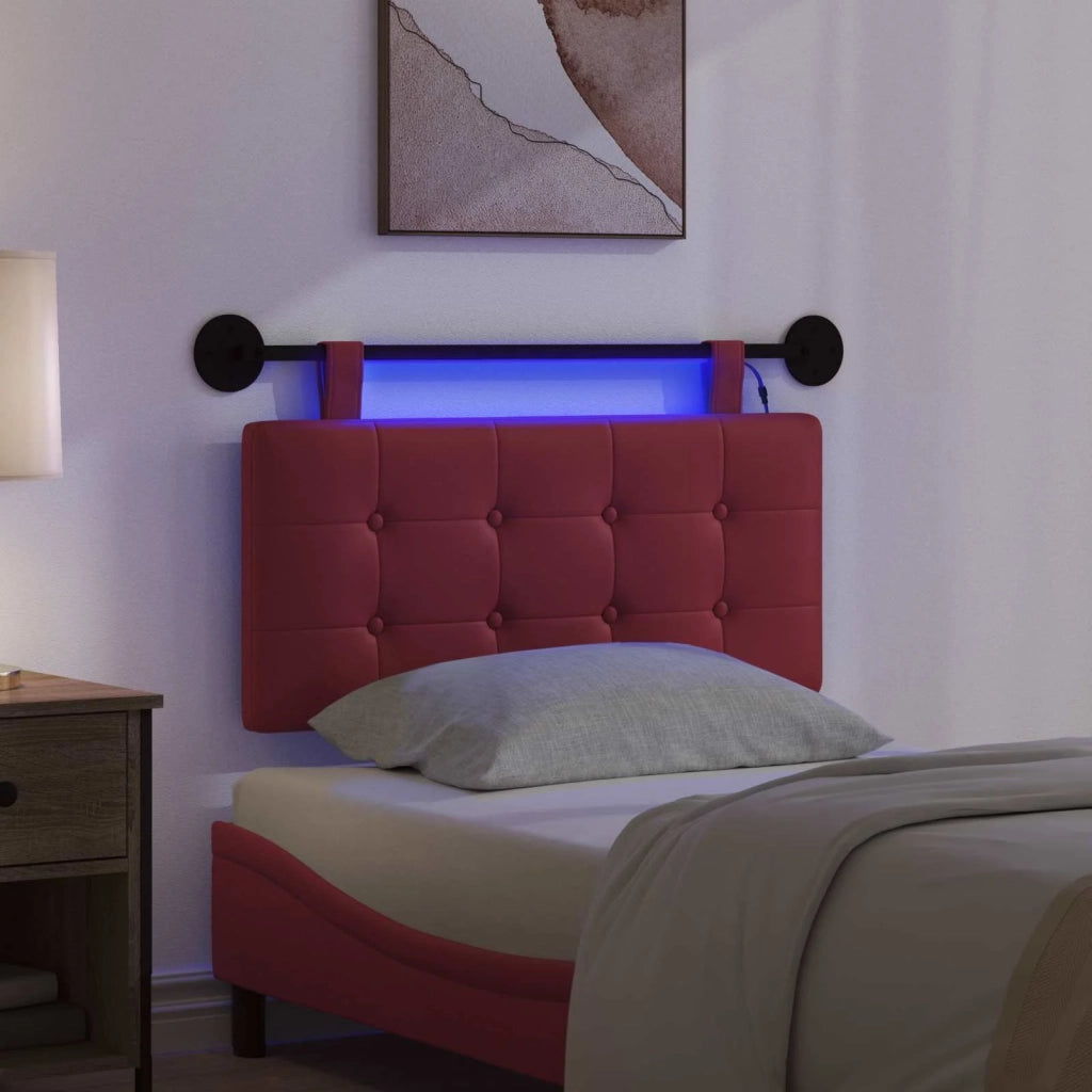 Testiera sospesa Con luce LED Rosso Vino Similpelle