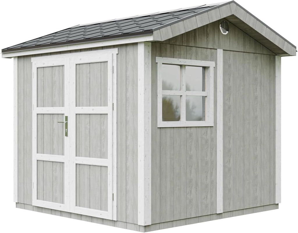 Casetta da giardino di qualit? premium 5,9 m² - H252x250x294 cm - Timbela M913A-TUNDRA GREY