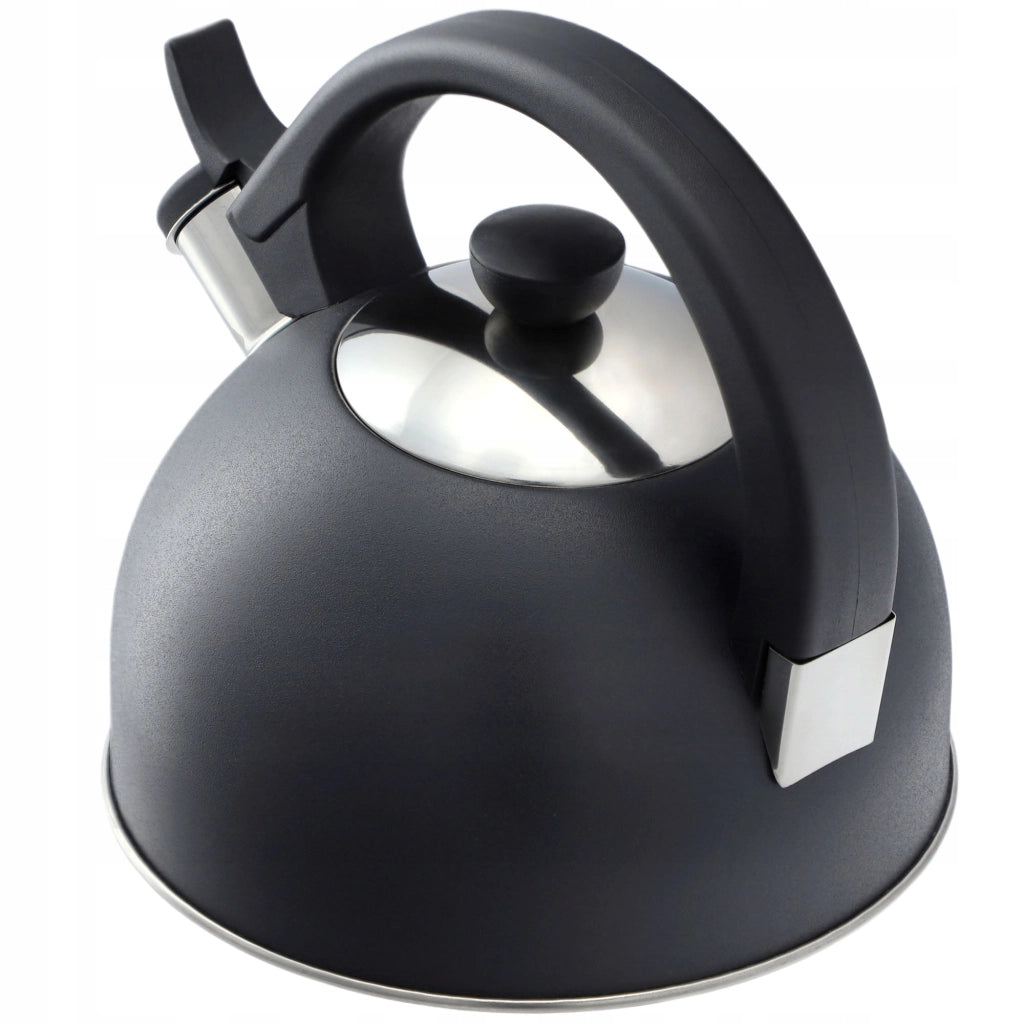 Bollitore a gas/induzione KADAX con fischietto, 1,7 l, in acciaio antracite, stile tradizionale.
