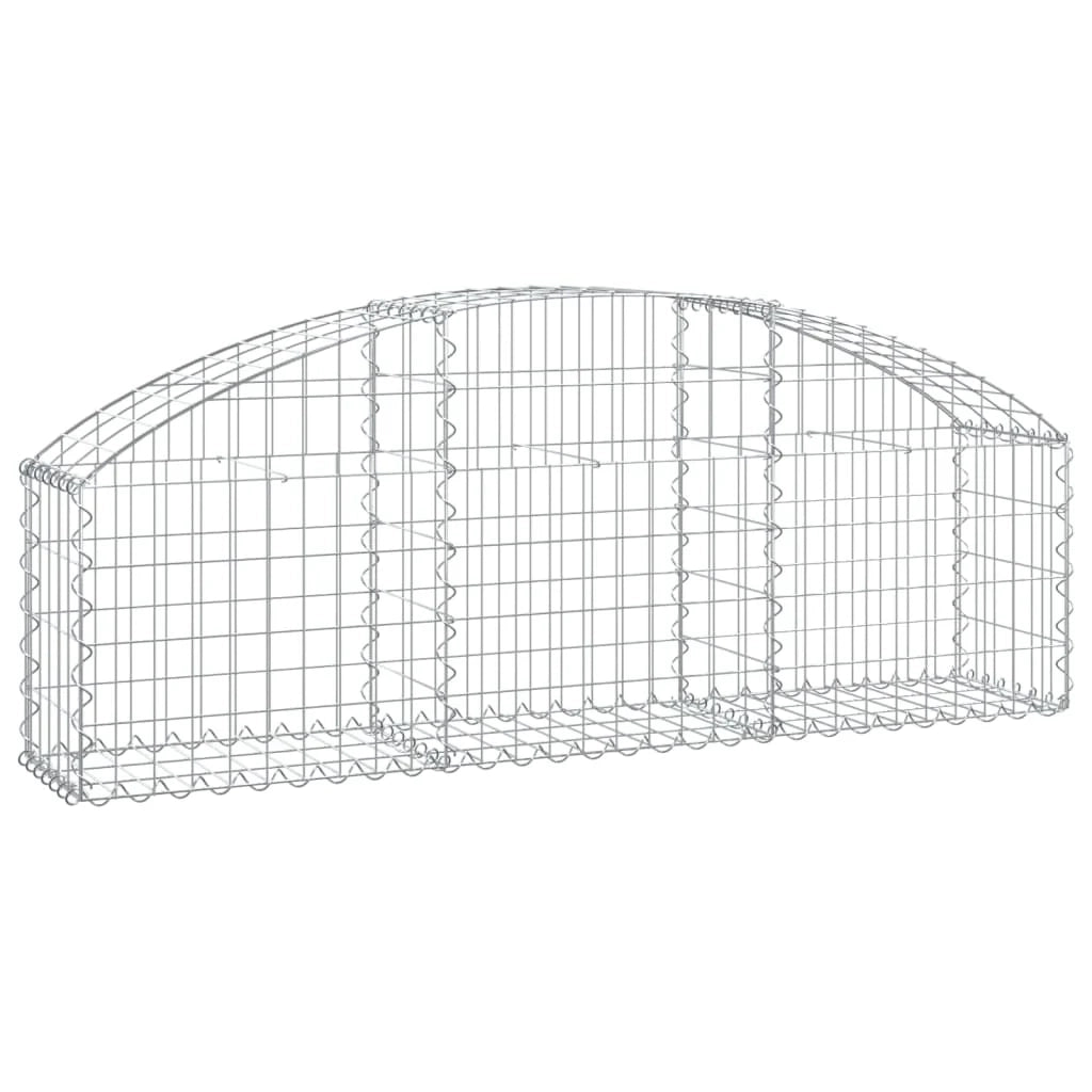 Cesto gabbione recinzione a gabbia muro di contenimento ad arco 150 x 30 x 40/60 cm ferro zincato argento 02_0039977