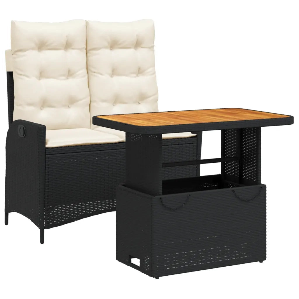 Set da Pranzo da Giardino 2 pz con Cuscini Nero in Polyrattancod mxl 114367