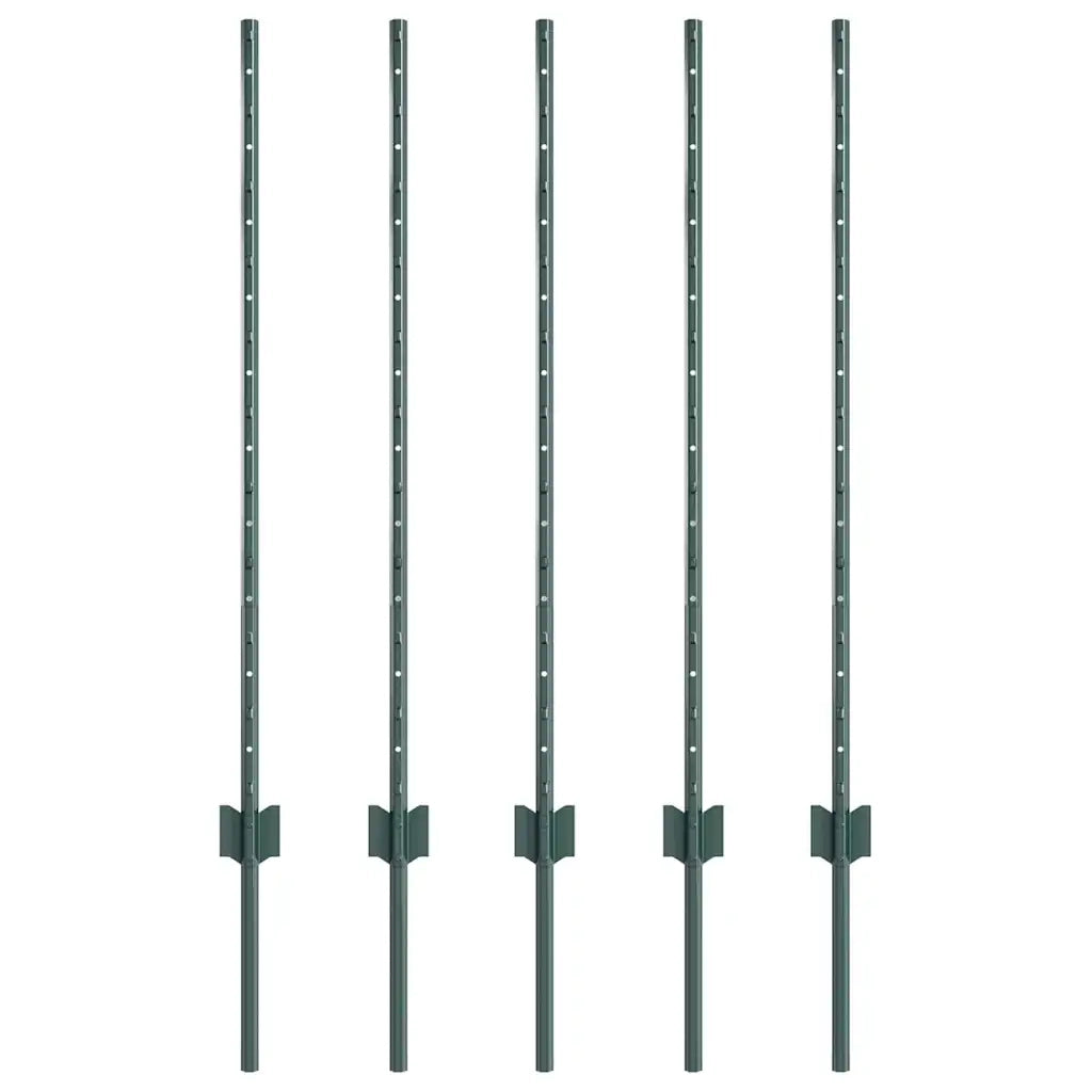 Palo della recinzione 5 pcs Verde 140 cm Acciaio 42006264