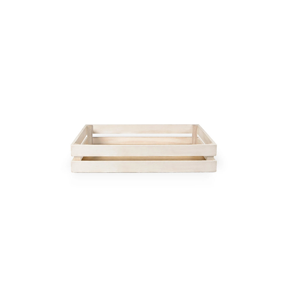 Cassette contenitori in Legno naturali Bianche da 5 Pezzi 24 x 14 x h 5 cm