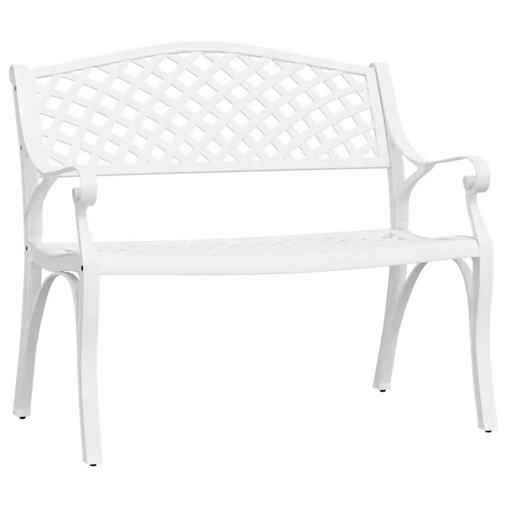 Panchina da Giardino | Panca da Giardino 102 cm in Alluminio Pressofuso Bianco
