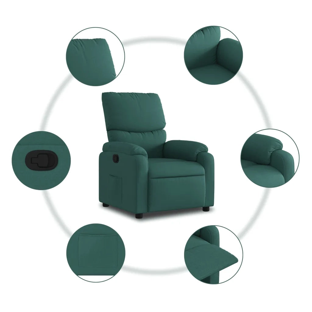 Divano Sedia-Poltrona Reclinabile in Tessuto Verde Scuro 983767