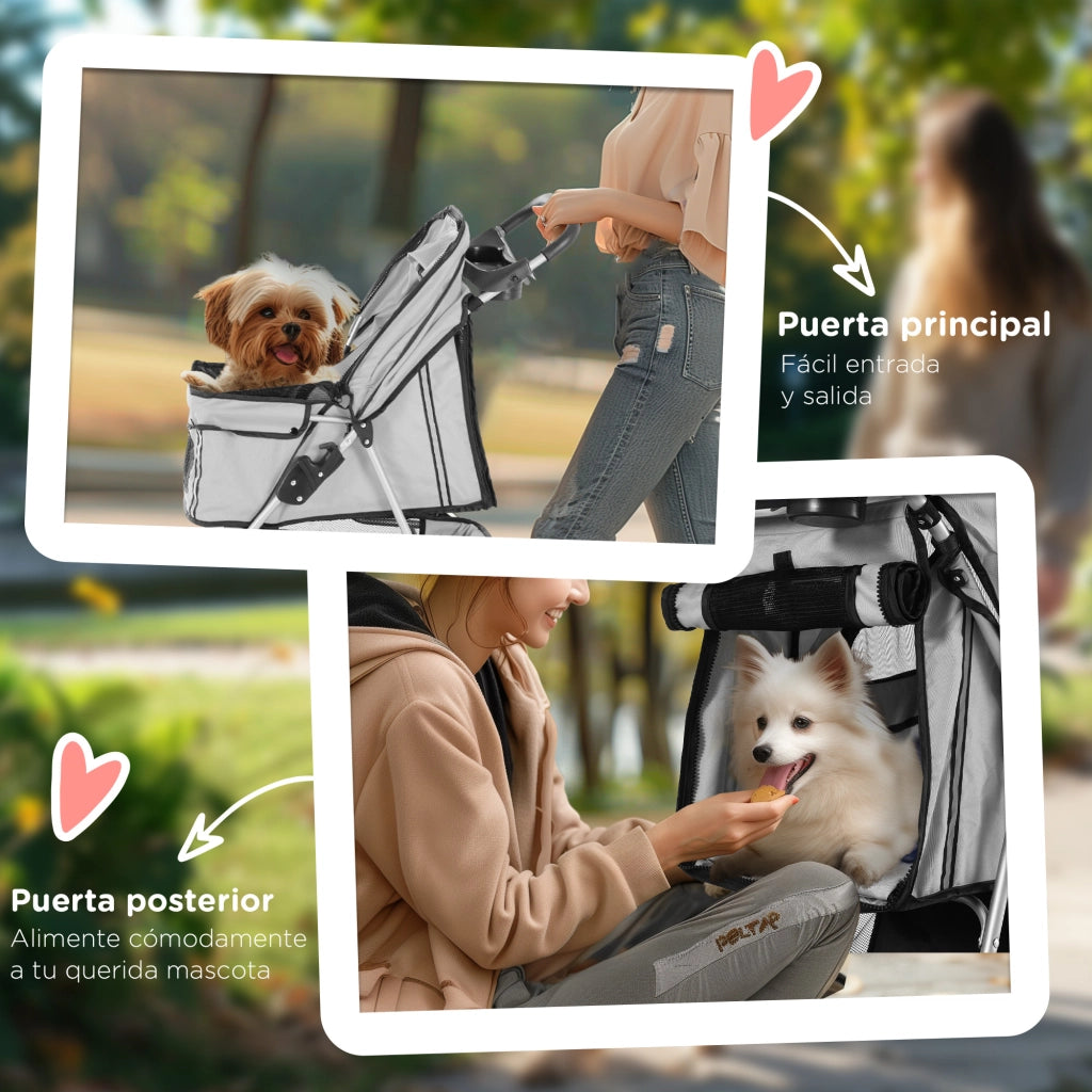 Carrello per Cani con Cestino ¨C zephmum ¨C 75x45x97 cm Grigio