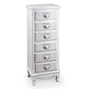 VINCY CASSETTIERA CON DECORO CUORE A 6 CASSETTI 40X30X111 CM BIANCA