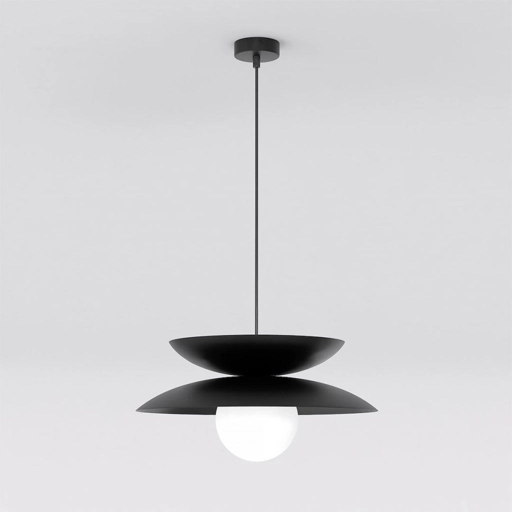 Lampada a sospensione NAGOYA in acciaio nero e vetro