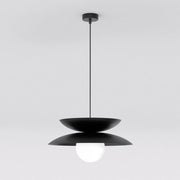 Lampada a sospensione NAGOYA in acciaio nero e vetro