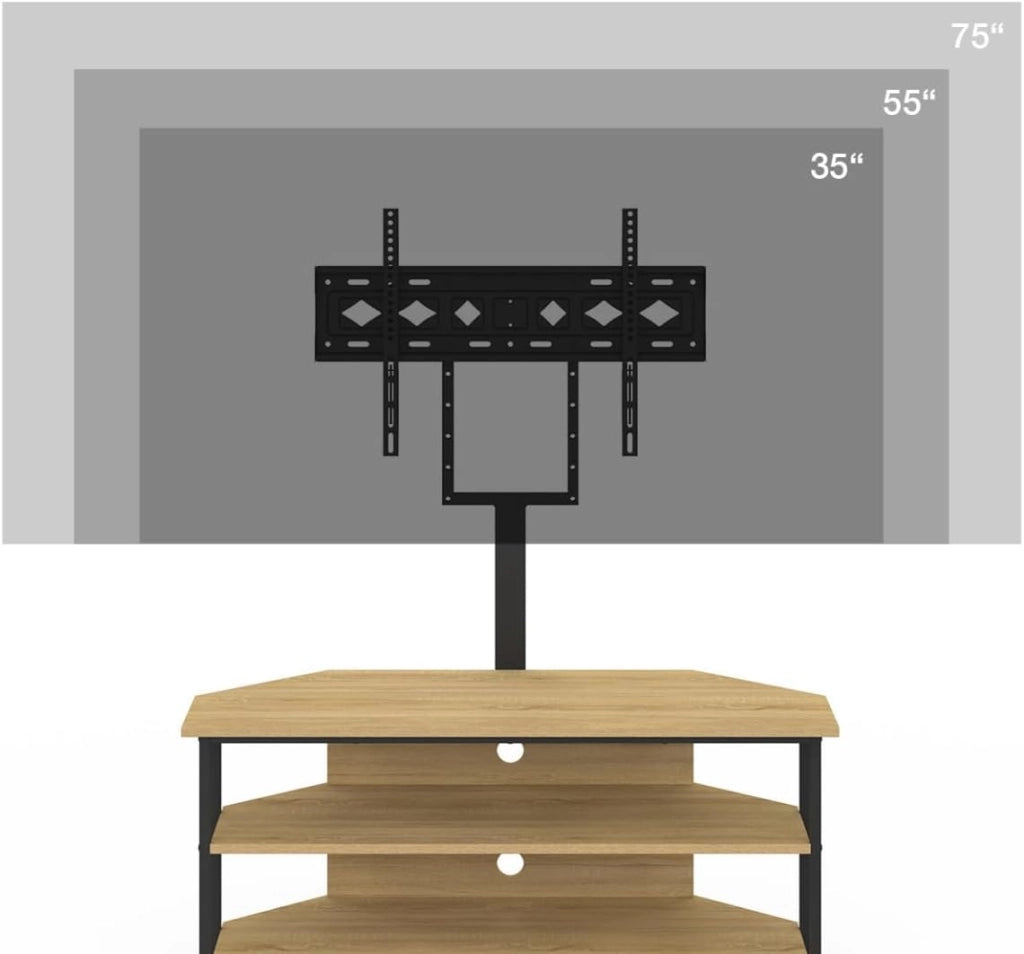 DETROIT Mobile TV angolare da 100 cm con ripiani e supporto TV regolabile da 32 a 70 pollici, design industriale