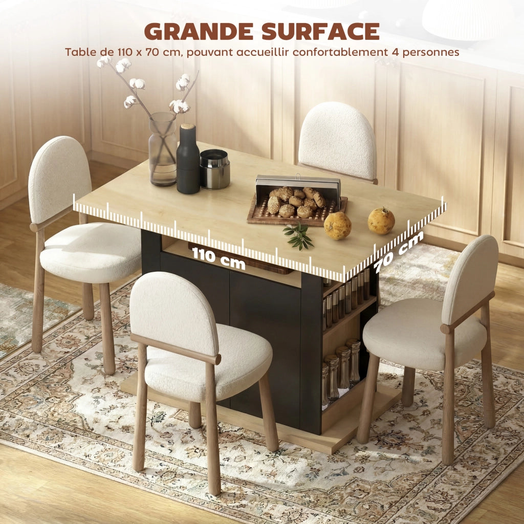 Tavolo da pranzo allungabile ¨C zephmum ¨C Nero, Legno, 110x70x75.5 cm