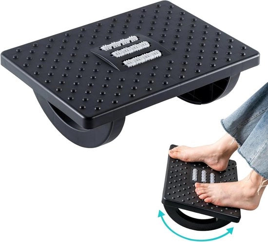 Pedana per piedi con funzione di massaggio semicircolare, rotativa e regolabile in 6 posizioni per un sostegno ergonomico antiscivente per ufficio e casa