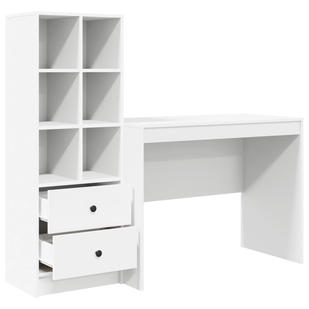 Scrivania con storage bianca in legno ingegnerizzato