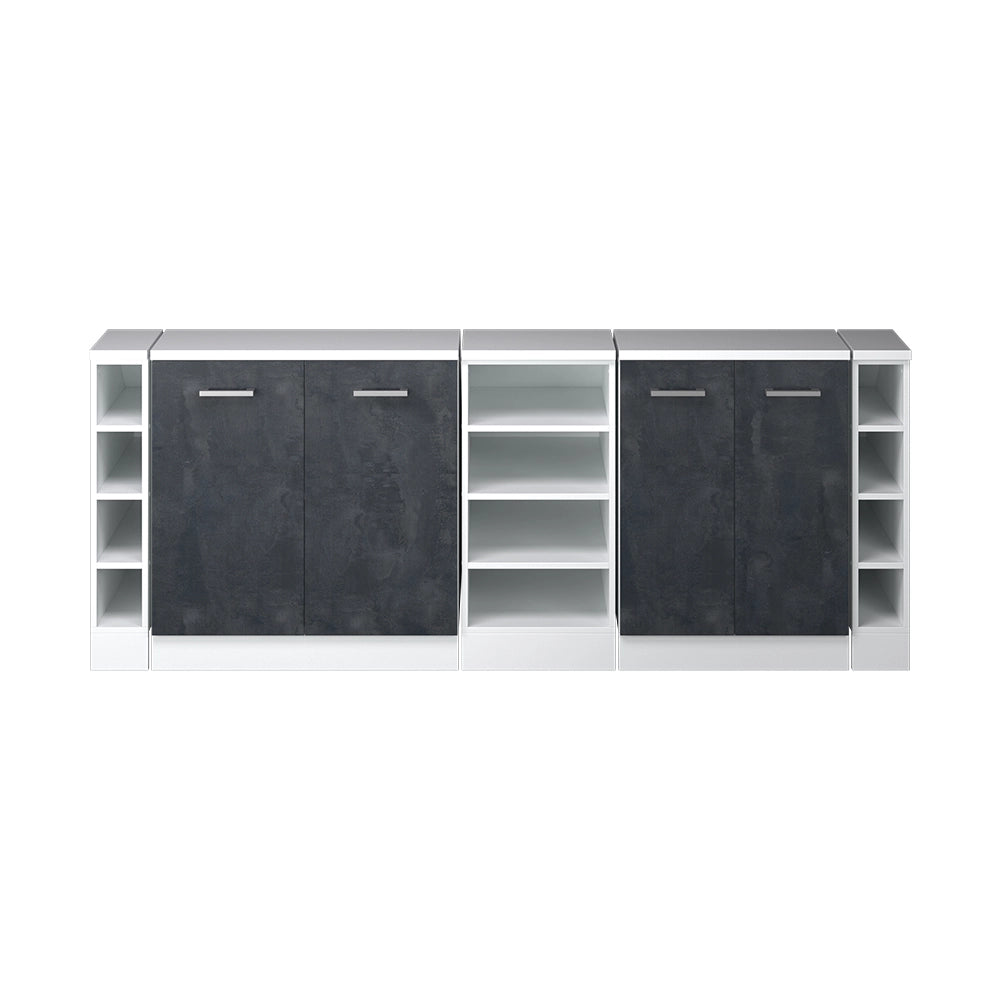 Set di mobili sottotetto Rion Calce nera/Bianco 210 cm Set di 5 carcasse armadio profondità 60 cm Vicco