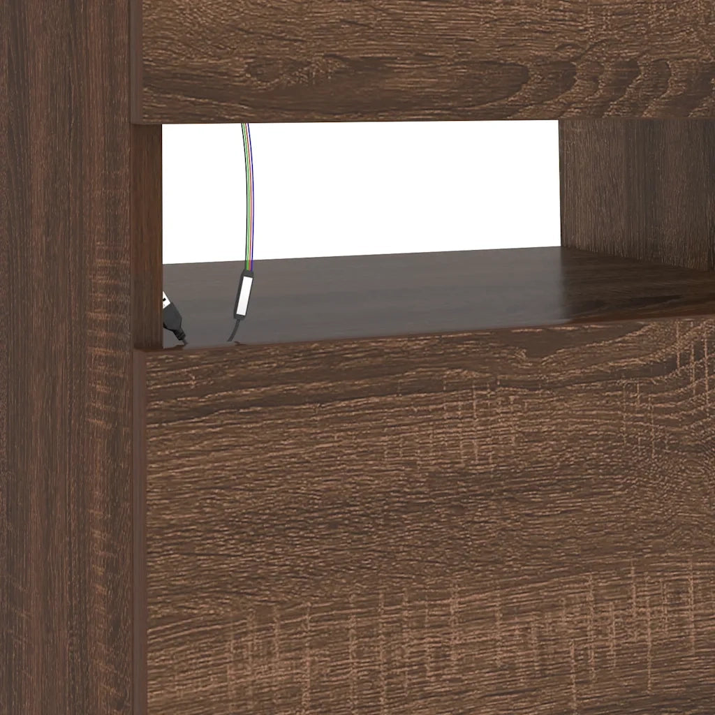 Mobile Porta TV con Luci LED Rovere Marrone 90x35x40 cm 815677
