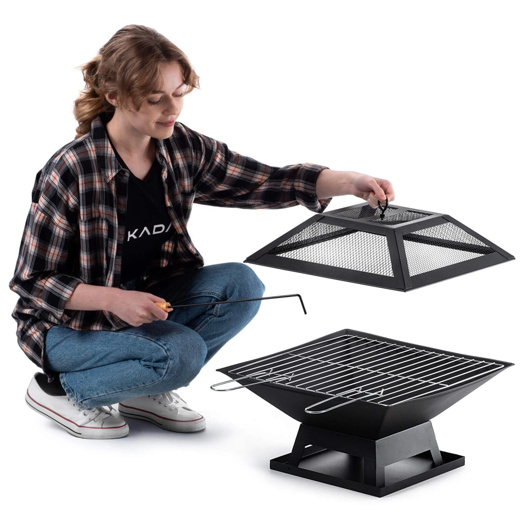 Barbecue a carbone da giardino KADAX, braciere, griglia con coperchio, 46 cm