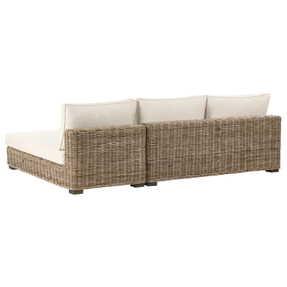Set di conversazione da giardino grigio in rattan naturale divano da esterno con tavolino sinistro