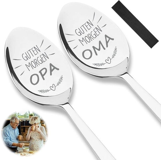 Lepel per caffè da 19 cm - Acciaio inossidabile - Inciso - Liscio a specchio - Manicotto comodo - Spazzolato - Utensile da cucina