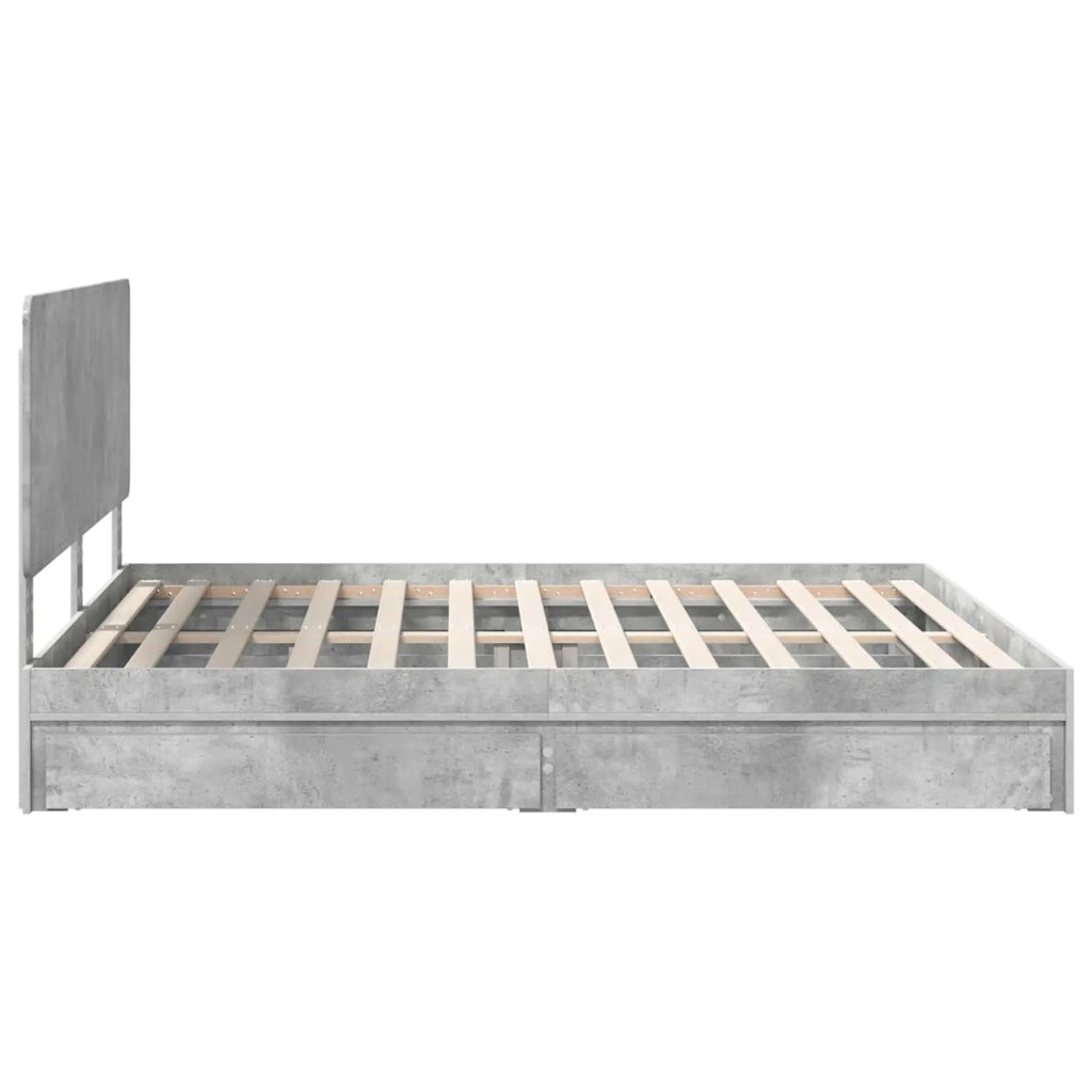 Letto con Contenitore con testiera Grigio cemento 200 x 200 cm 3412654