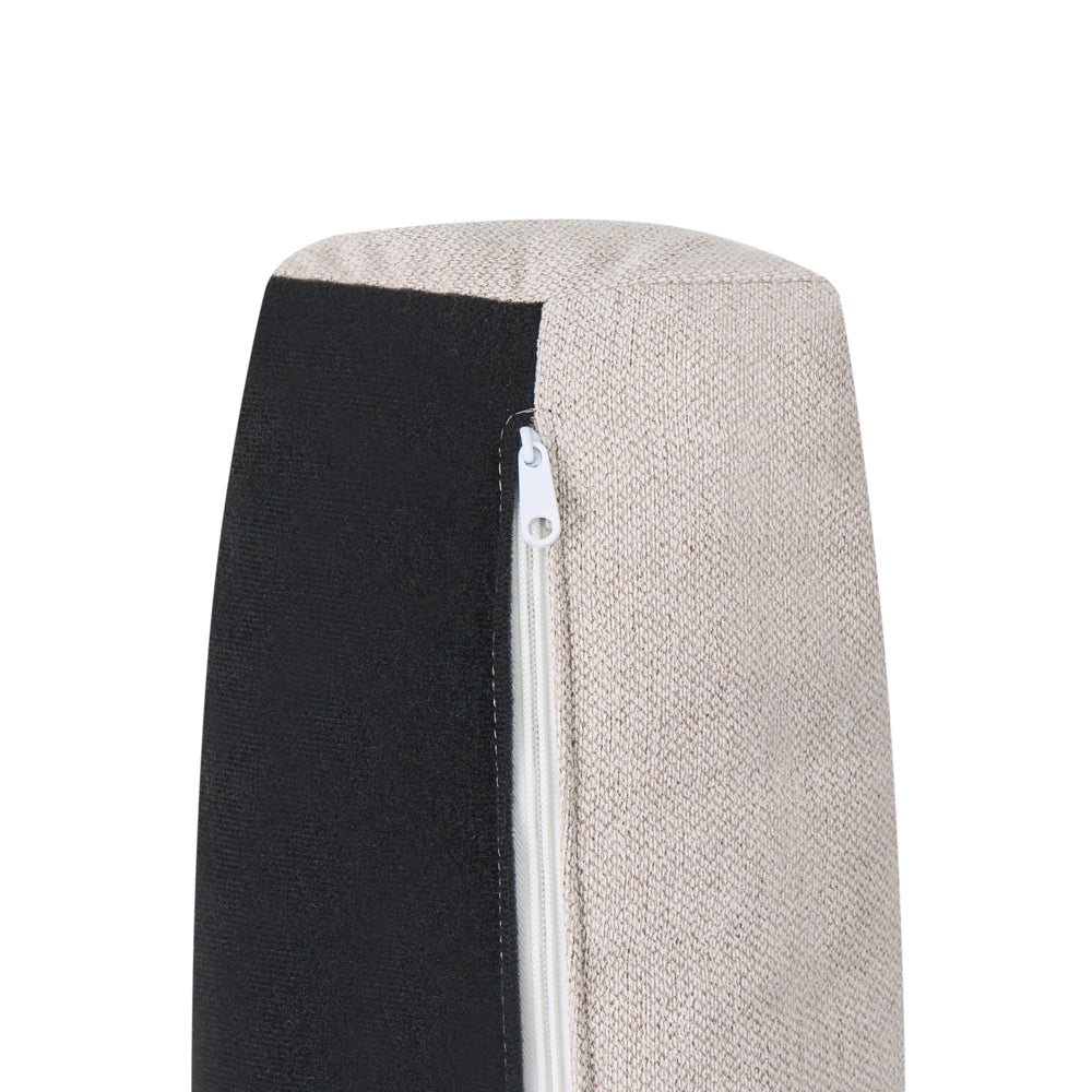Divano angolare in velluto a coste a 5 posti con braccioli e gambe in legno beige chiaro in stile moderno