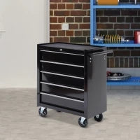 Cassettone per Utensili, Armadietto per Utensili, mobile, 5 cassetti, Acciaio, Nero