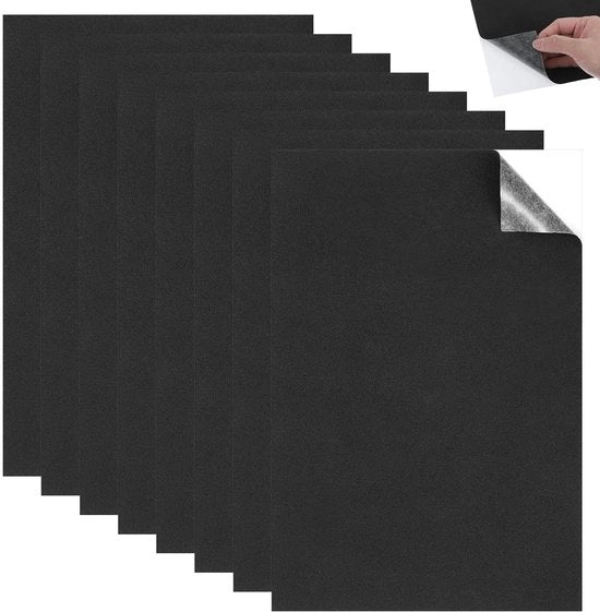 Pannelli autoadesivi per isolamento acustico - 8 pezzi - 250 x 200 x 1 mm - Schiuma gommosa