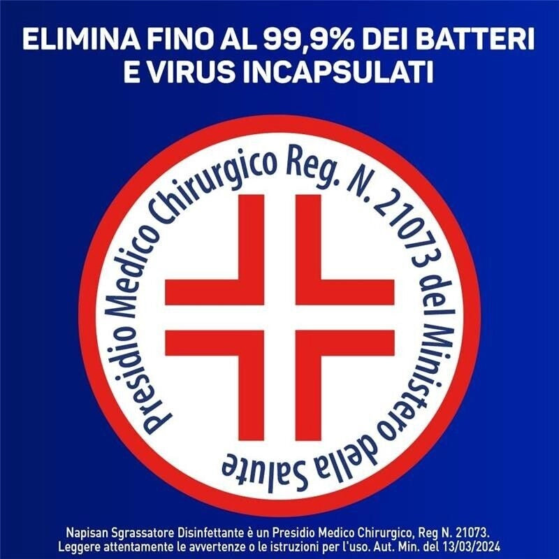 NAPISAN SPRAY 740 ML SGRASSATORE DISINFETTANTE SUPERFICI AL LIMONE ANTI BATTERI E VIRUS AZIONE RAPIDA