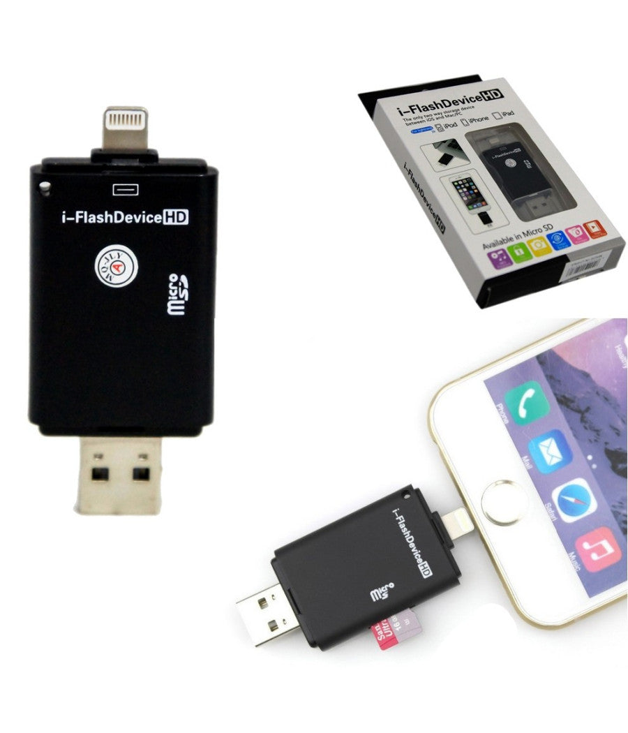 32gb I-flash Hd Usb Smartphone Lettore Scheda Microsd Tf Per Cellulari E Pc         