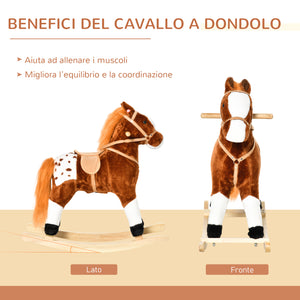 Easycomfort Cavallo a Dondolo in Peluche con Suoni per Bambini, Marrone